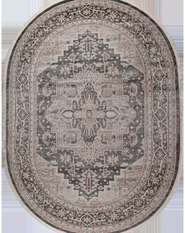 Ковер турецкий 36862A Avon (Полиэстер хит-сет, серый) овальный