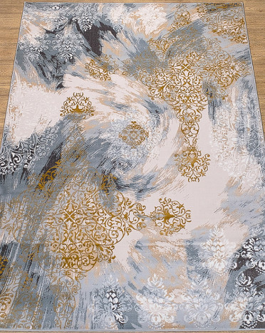 Ковер российский 25638-24348 Каскад (PP Heatset Высокоплотный, серый, кремовый)