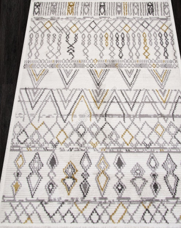 Ковер турецкий A932AW JOLI (Полиэстер хит-сет, серый, белый) прямоугольный