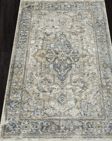 Ковер турецкий L0220B SHANTI (Шелк+Модал, серый, кремовый)