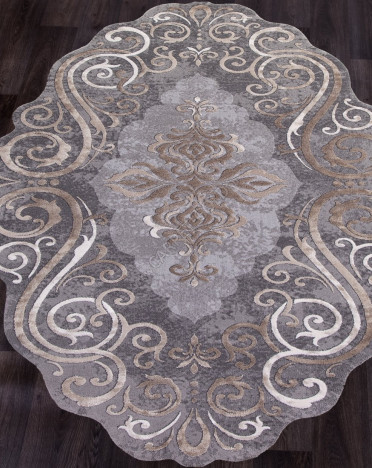 Ковер турецкий 00858C SAFIR (PP Heatset Высокоплотный, бежевый, серый)