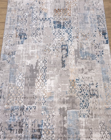 Ковер турецкий 10356B Nord (Полиэстер, серый, кремовый)